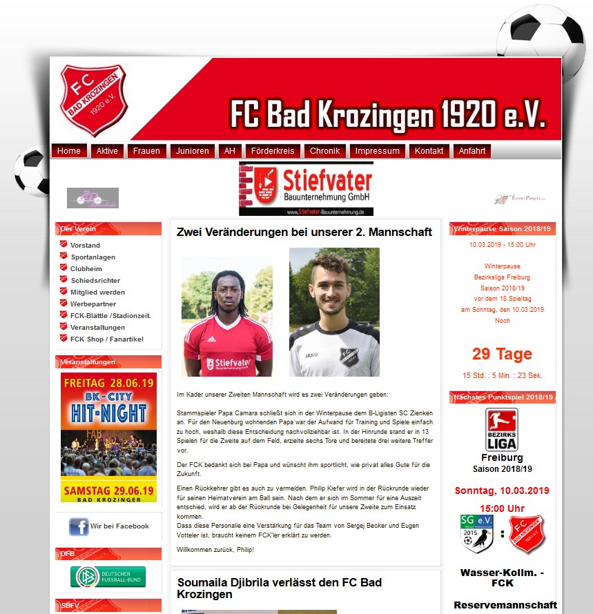 FCK Homepage 2014 bis 2019